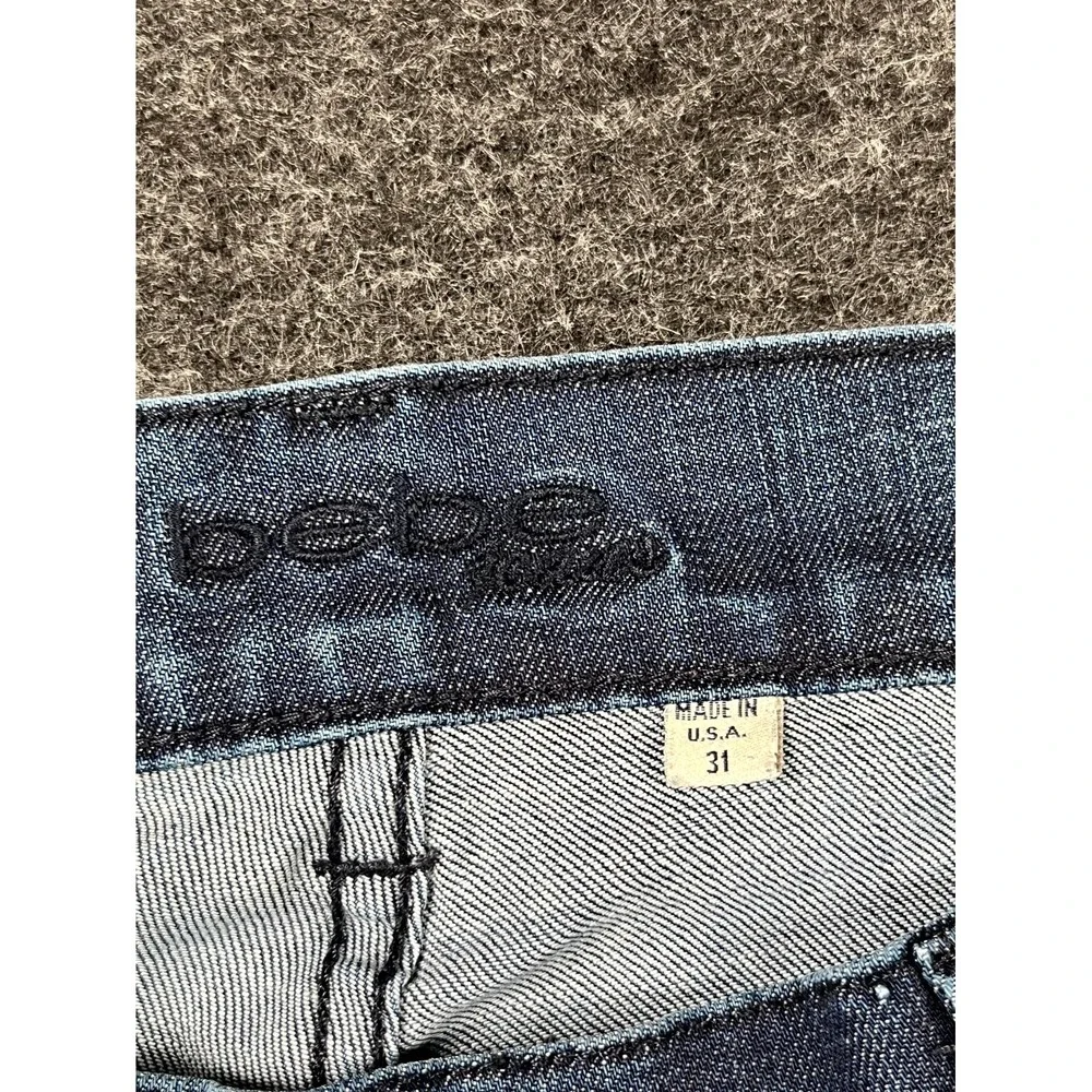 Bebe Bootcut Jeans Womens 31‎ Blue Denim Cotton Stretch Medium Wash Flat Front